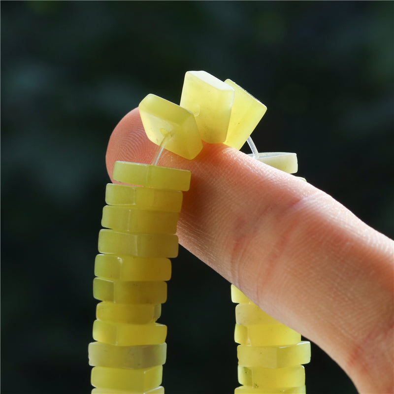 Natural Lemon Jade Beads Square Slice Spacer 3x8mm Hole 1.2mm about 123pcs 39cm strand