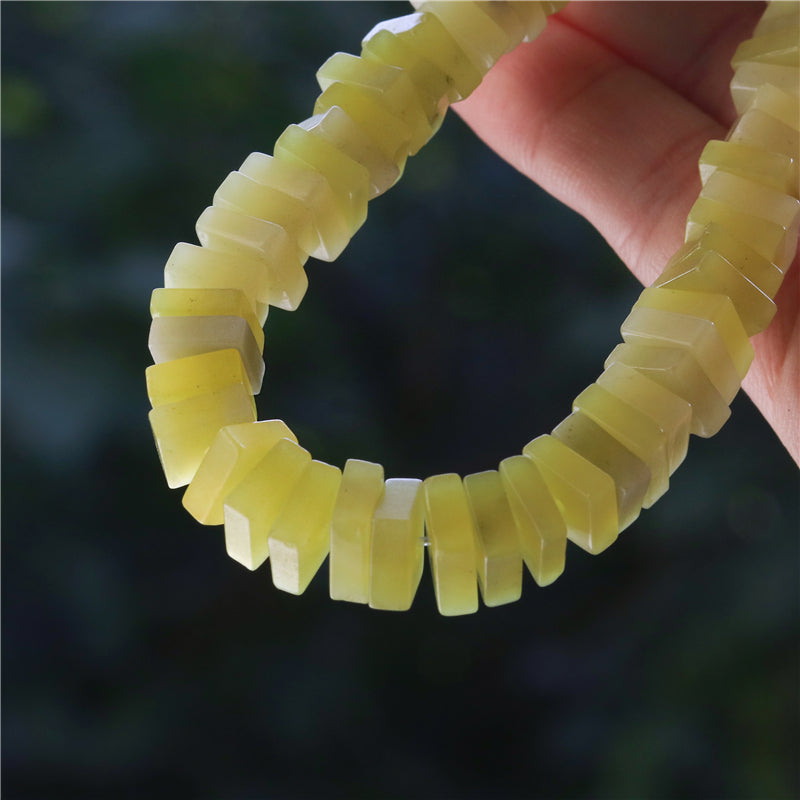 Natural Lemon Jade Beads Square Slice Spacer 3x8mm Hole 1.2mm about 123pcs 39cm strand