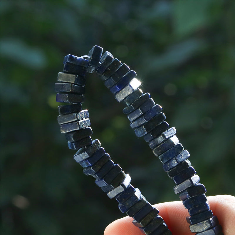 Natural Lapis Lazuli Beads Square Slice Spacer 3x8mm Hole 1.2mm about 123pcs 39cm strand