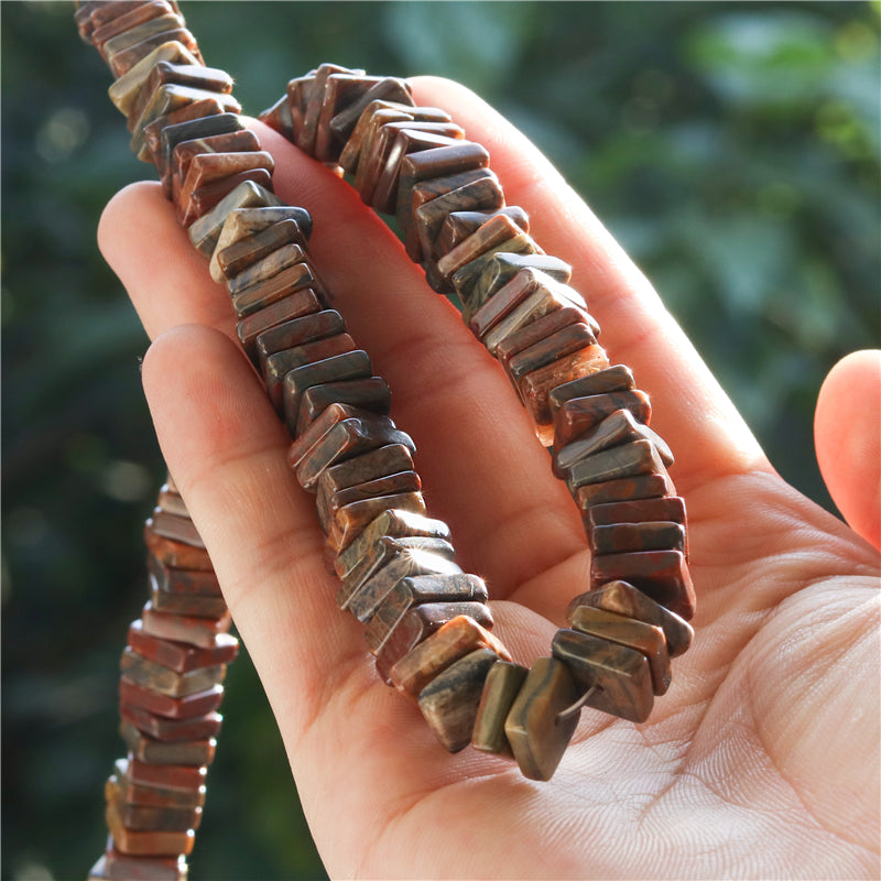 Natural Leopard Stone Beads Square Slice Spacer 3x10mm Hole 1.2mm about 119pcs 39cm strand