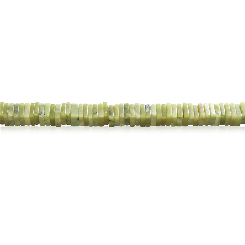 Natürliche Moos-Jade-Perlen, quadratische Scheibe, Abstandshalter, 3 x 10 mm, Loch 1,2 mm, ca. 119 Stück, 39 cm Strang