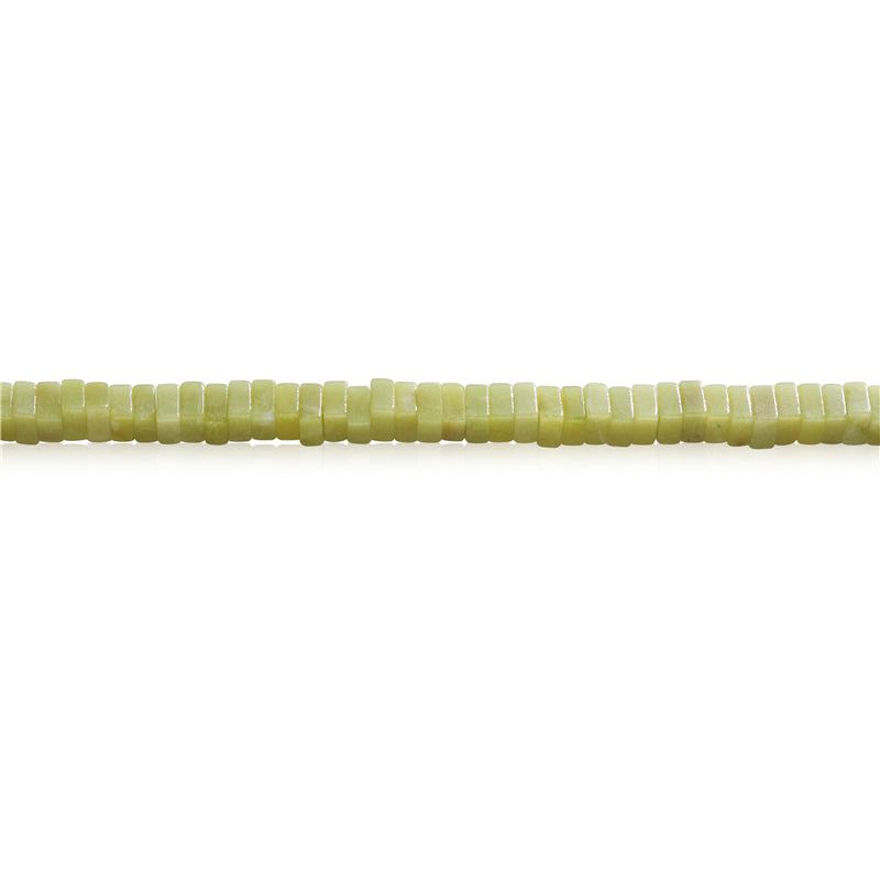 Perles de jade citron naturel, tranche carrée, espaceur 3x6mm, trou 1.2mm, environ 114 pièces, fil de 39cm