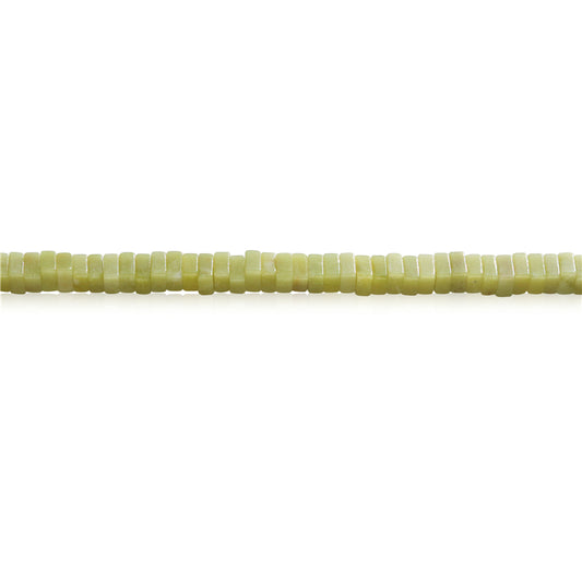 Perles de jade citron naturel, tranche carrée, espaceur 3x6mm, trou 1.2mm, environ 114 pièces, fil de 39cm