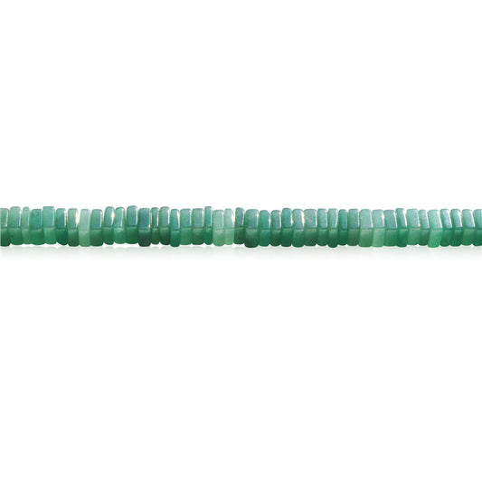 Perles d'aventurine verte naturelle, tranche carrée, espaceur 3x8mm, trou 1.2mm, environ 123 pièces, fil de 39cm