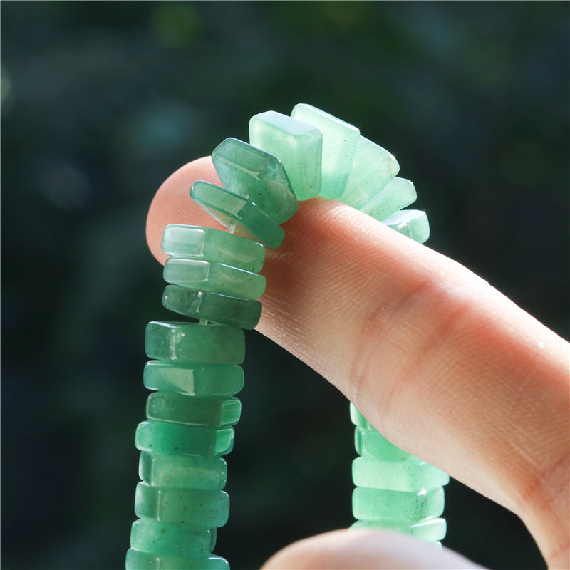 Natural Green Aventurine Beads Square Slice Spacer 3x8mm Hole 1.2mm about 123pcs 39cm strand