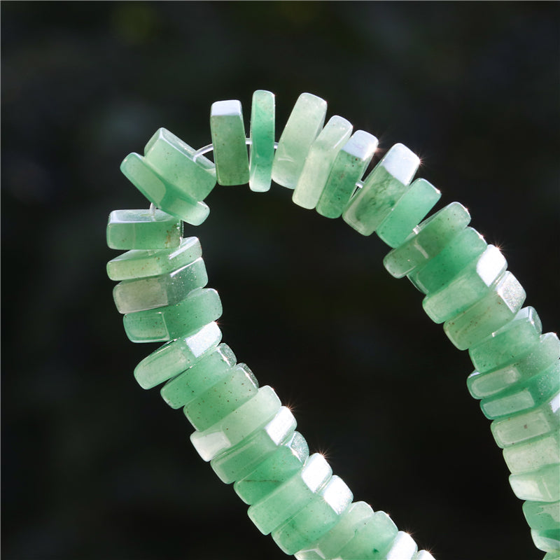 Natural Green Aventurine Beads Square Slice Spacer 3x8mm Hole 1.2mm about 123pcs 39cm strand