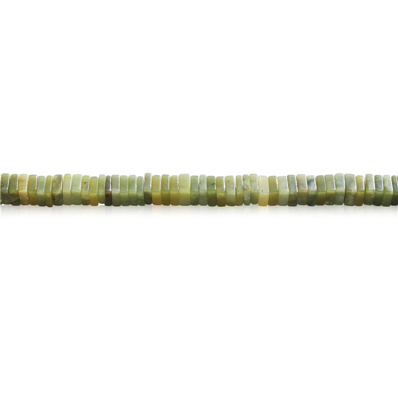 Natürliche Moos-Jade-Perlen, quadratische Scheibe, Abstandshalter, 3 x 8 mm, Loch 1,2 mm, ca. 123 Stück, 39 cm Strang