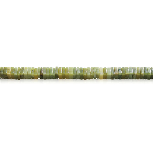 Perles de Jade en mousse naturelle, tranche carrée, espaceur 3x8mm, trou 1.2mm, environ 123 pièces, fil de 39cm