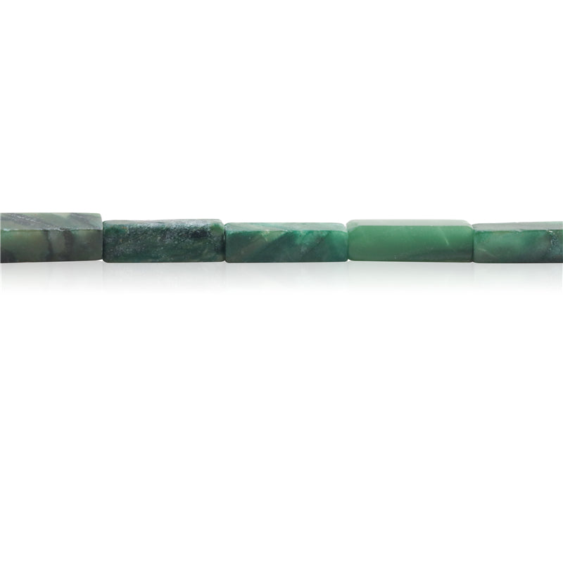 Natürliche afrikanische Jadeperlen, rechteckig, 4 x 13 mm, Loch 0,8 mm, ca. 29 Stück, 39 cm Strang