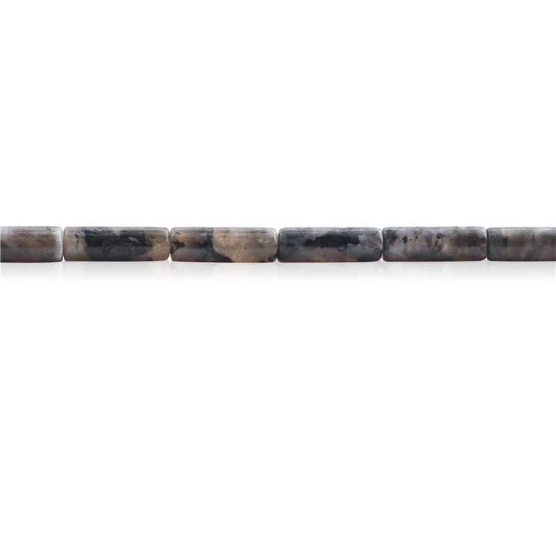 Natürliche schwarze Labradorit-Perlen, Röhre, 4 x 13 mm, Loch 1 mm, ca. 29 Stück, 39 cm Strang