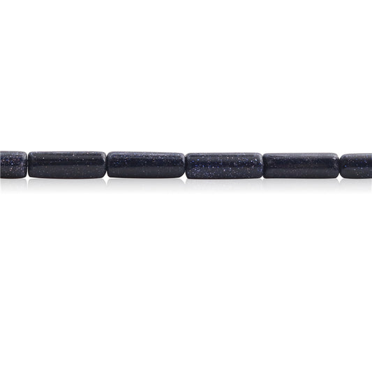 Natürliche blaue Sandsteinperlen, Rohr 4 x 13 mm, Loch 1 mm, ca. 29 Stück, 39 cm Strang