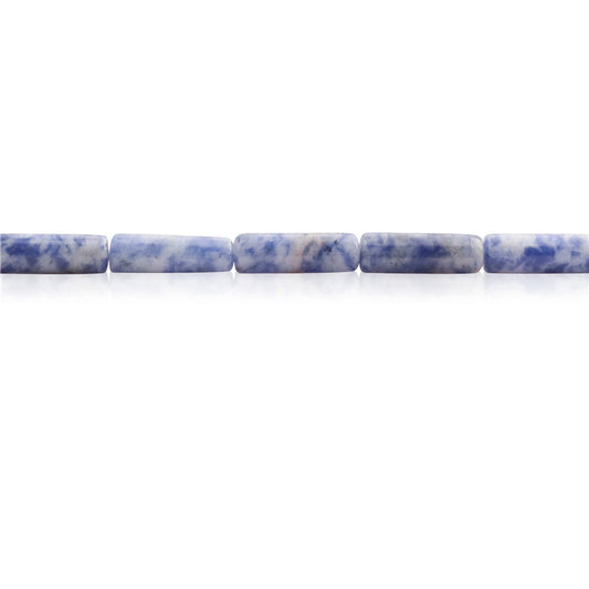 Cuentas de jaspe manchado azul natural Tubo 4x13 mm Agujero 1 mm Sobre 29piezas 39cm tira