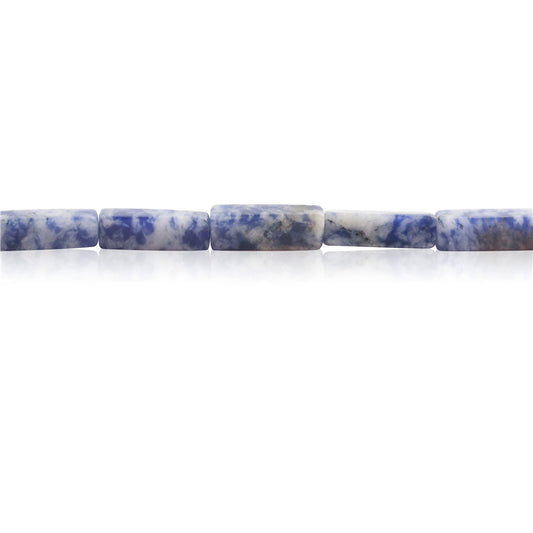 Natürliche blau gefleckte Jaspisperlen, rechteckig, 4 x 13 mm, Loch 0,8 mm, ca. 29 Stück, 39 cm Strang