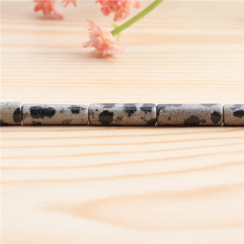 Natural Dalmatian Jasper Beads Tube 4x13mm Hole 1mm about 29pcs 39cm strand