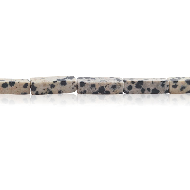 Perline di diaspro dalmata naturale rettangolo 4x13 mm foro 0,8 mm circa 29 pezzi filo da 39 cm