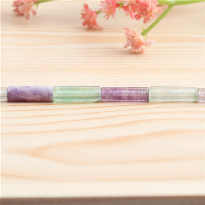 Perles Fluorite naturelle Tube 4x13mm trou 1mm environ 29pcs 39cm sur fil