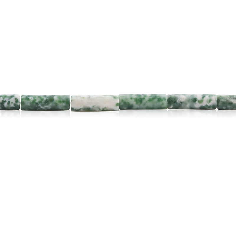 Cuentas de jaspe de punto verde natural Tubo 4x13 mm Agujero 1 mm Sobre 29piezas 39cm tira