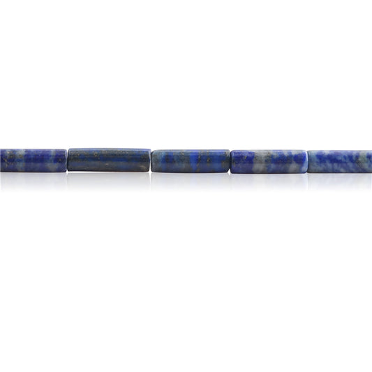 Natürliche Lapislazuli-Perlen, Röhre, 4 x 13 mm, Loch 1 mm, ca. 29 Stück, 39 cm Strang