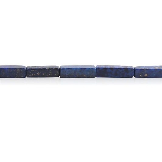 Lapislazuli-Perlen, rechteckig, 4 x 13 mm, Loch 0,8 mm, ca. 29 Stück, 39 cm Strang