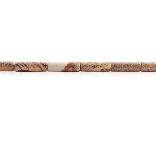 Cuentas de jaspe natural natural Tubo 4x13 mm Agujero 1 mm Sobre 29ud 39cm tira