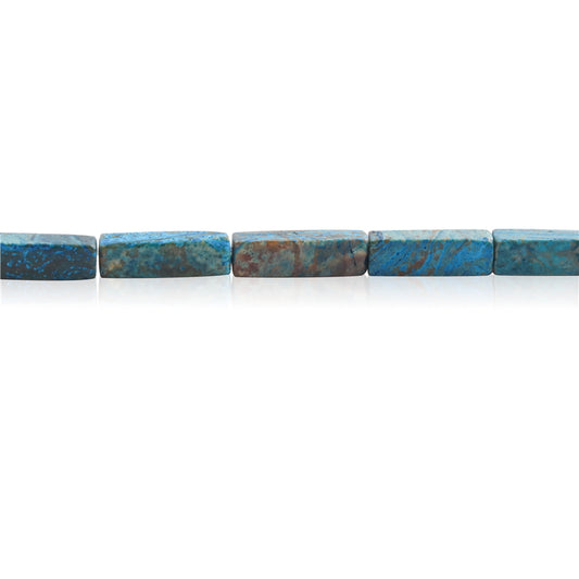 Natürliche gemusterte blaue Achatperlen, rechteckig, 4 x 13 mm, Loch 0,8 mm, ca. 29 Stück, 39 cm Strang