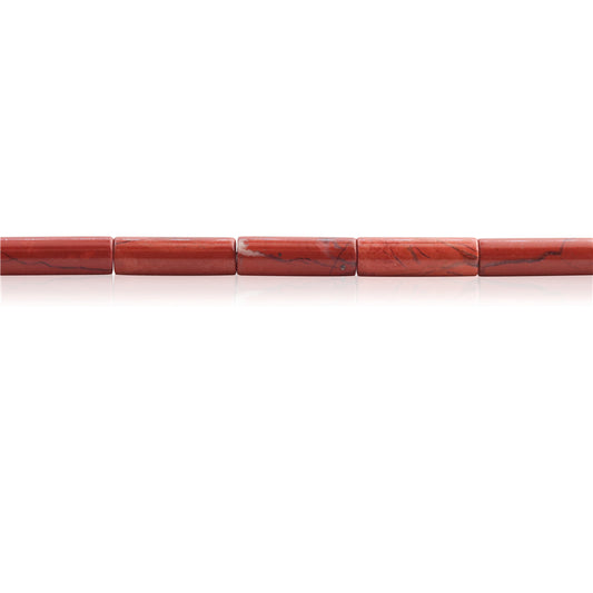 Perline di diaspro rosso naturale Tubo 4x13mm Foro 1 mm circa 29 pezzi filo da 39 cm