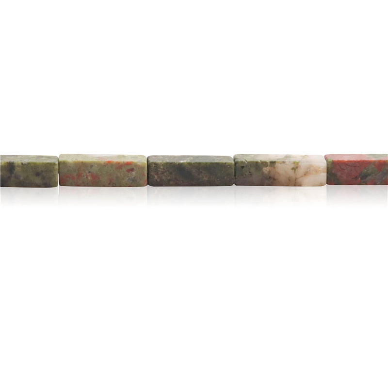 Perline naturali Unakite rettangolo 4x13 mm foro 0,8 mm circa 29 pezzi di filo da 39 cm