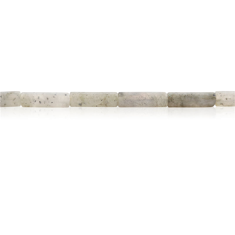 Natürliche Labradorit-Perlen, Röhre, 4 x 13 mm, Loch 1 mm, ca. 29 Stück, 39 cm Strang