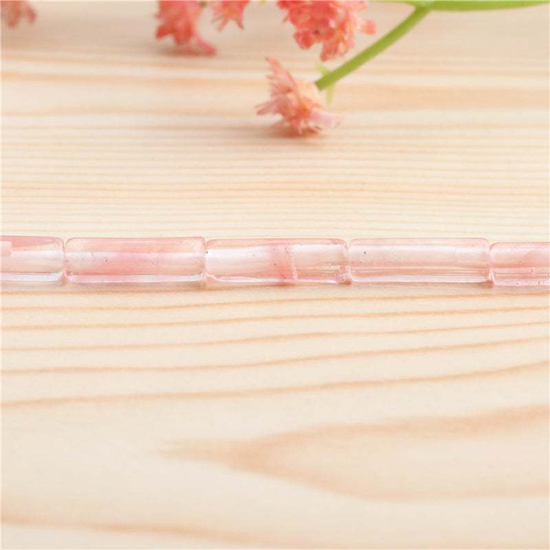 Natural Watermelon Red Beads Tube 4x13mm Hole 1mm about 29pcs 39cm strand