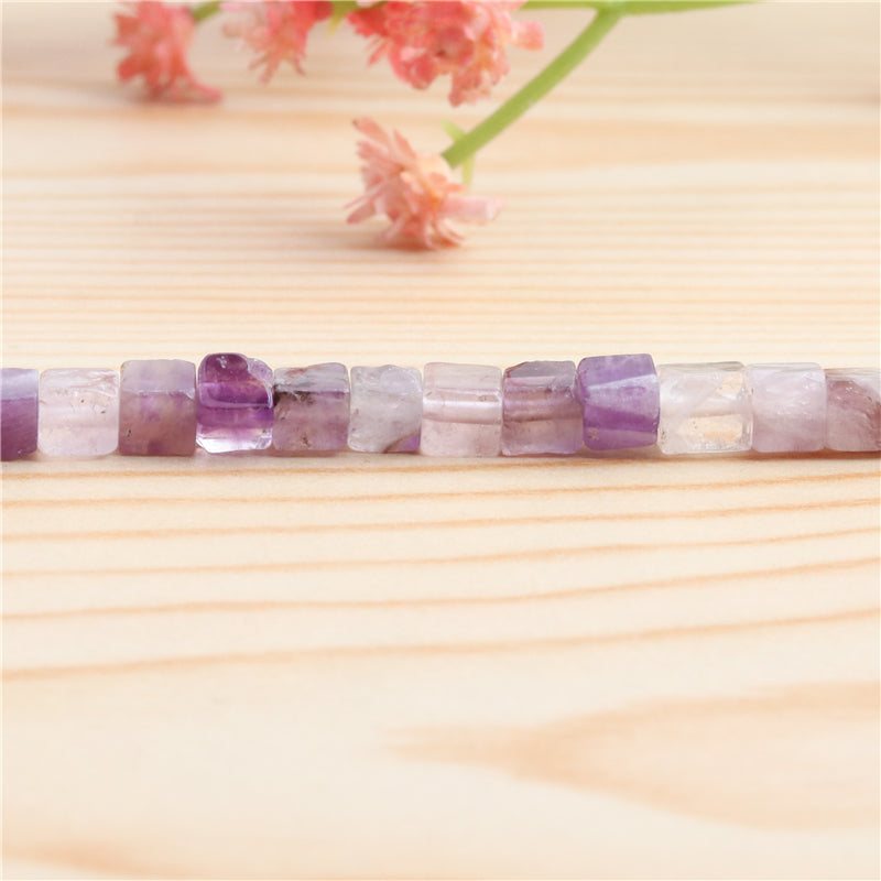 Natural Amethyst Beads Cube 4mm Hole 0.8mm about 90pcs 39cm strand