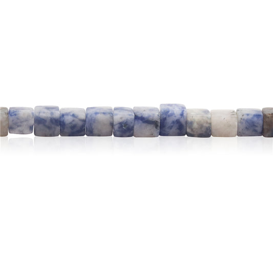 Natural Blue Spotted Jaspe Beads Cube 4mm Hole 0.8mm about 90pcs 39cm strand