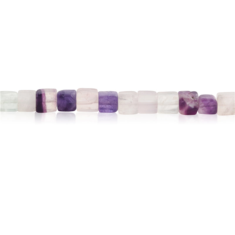 Natural Fluorite Beads Cube 4mm Hole 0.8mm about 90pcs 39cm strand