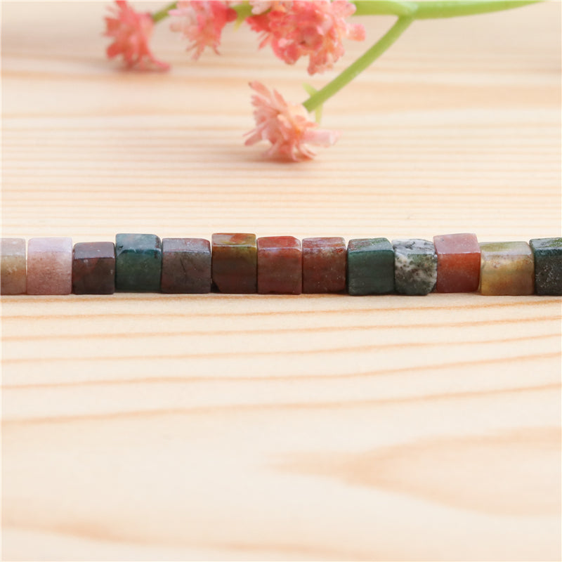 Natural India Agate Beads Cube 4mm Hole 0.8mm about 90pcs 39cm strand