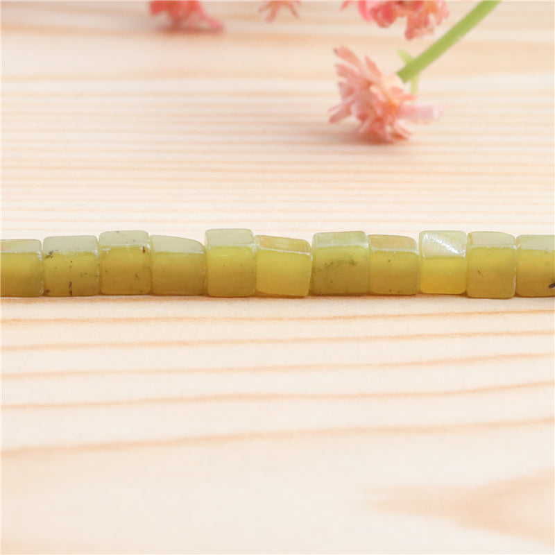 Natural Korean Jade Beads Cube 4mm Hole 0.8mm about 90pcs 39cm strand