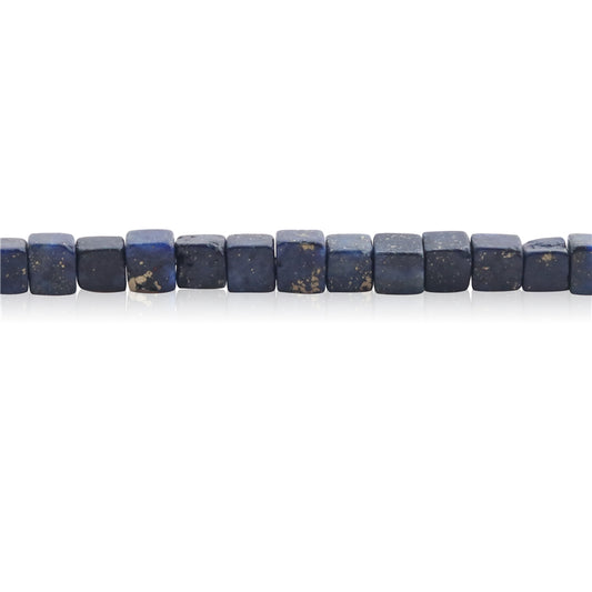 Natürliche Lapislazuli-Perlen, Würfel, 4 mm, Loch 0,8 mm, ca. 90 Stück, 39 cm Strang