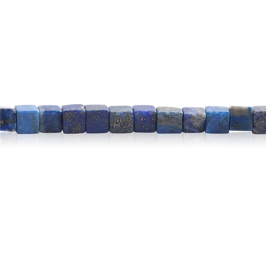 Natürliche Lapislazuli-Perlen, Würfel, 4 mm, Loch 0,8 mm, ca. 90 Stück, 39 cm Strang