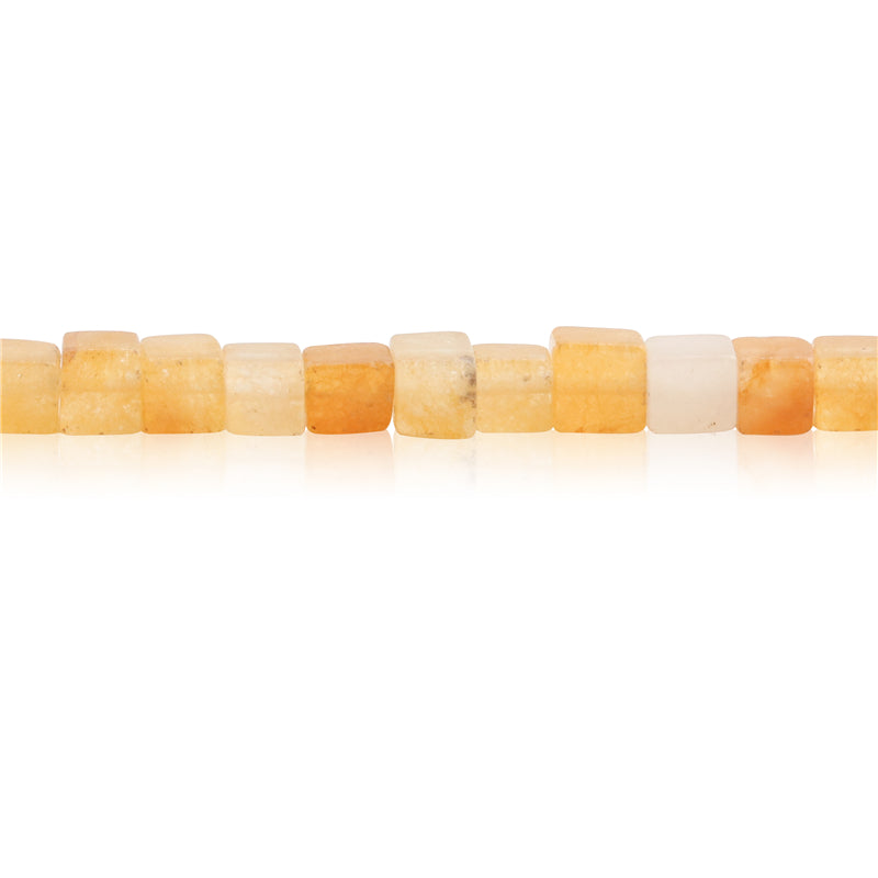 Perles Aventurine Orange naturelle Cube 4mm trou 0.8mm environ 90pcs 39cm sur fil