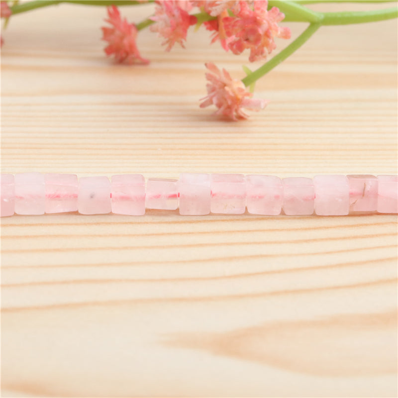 Natural Rose Quartz Beads Cube 4mm Hole 0.8mm about 90pcs 39cm strand