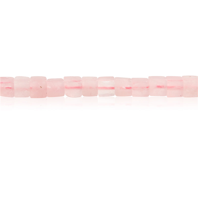 Perles de quartz rose naturel cube 4mm trou 0.8mm environ 90pcs 39cm sur fil