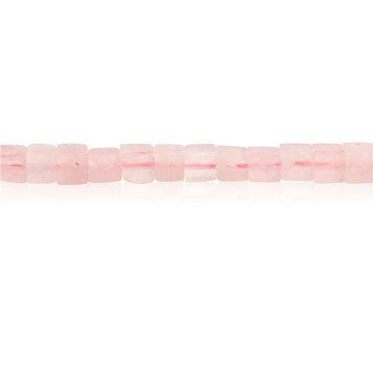 Perles de quartz rose naturel cube 4mm trou 0.8mm environ 90pcs 39cm sur fil