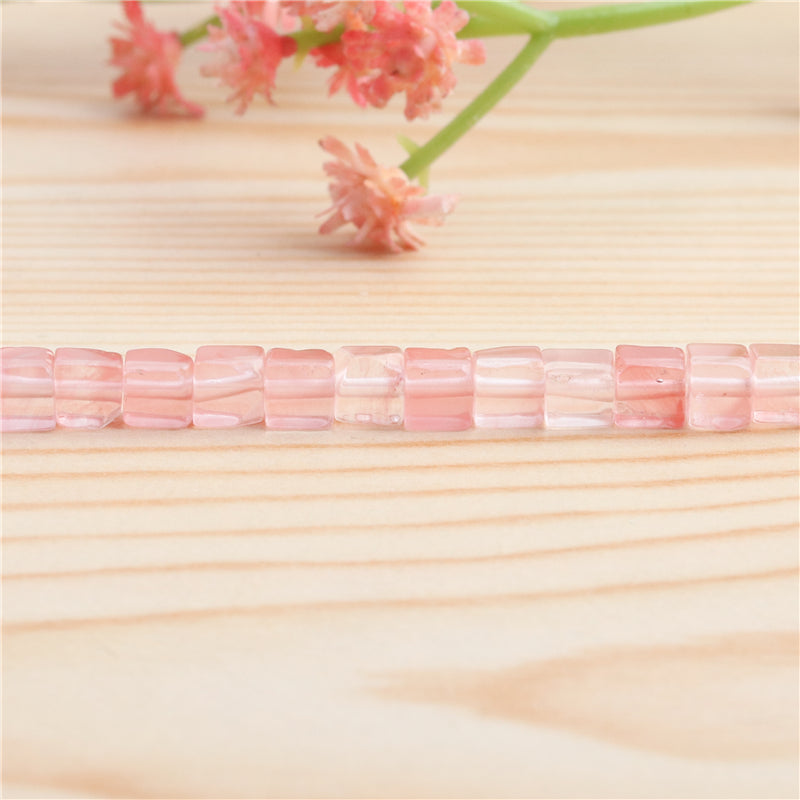 Natural Watermelon Red Beads Cube 4mm Hole 0.8mm about 90pcs 39cm strand