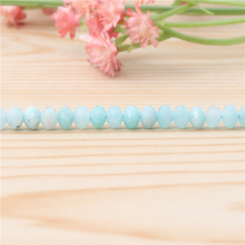 Perles Amazonite naturelle Boulier facette 3x4mm trou 0.6mm Environ 136pcs 39cm sur fil