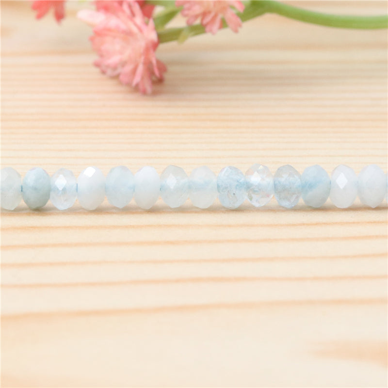 Natural Aquamarine Beads Abacus Faceted 3x4mm Hole 0.6mm about 136pcs 39cm strand