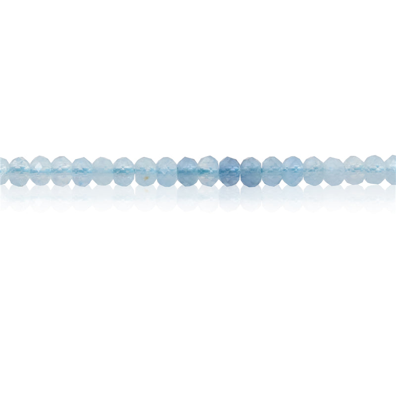 Natural Aquamarine A Beads Abacus Faceted 3x4mm Hole 0.6mm about 136pcs 39cm strand