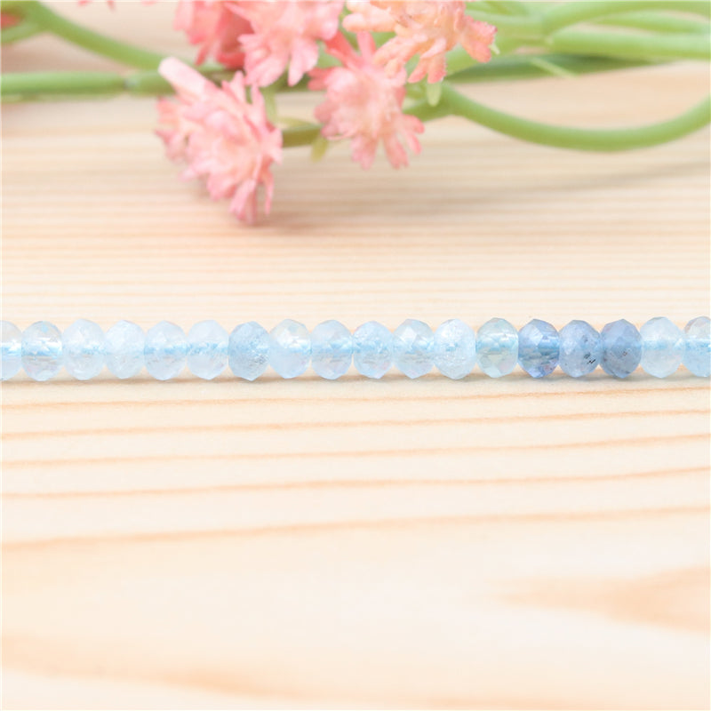 Natural Aquamarine A Beads Abacus Faceted 3x4mm Hole 0.6mm about 136pcs 39cm strand