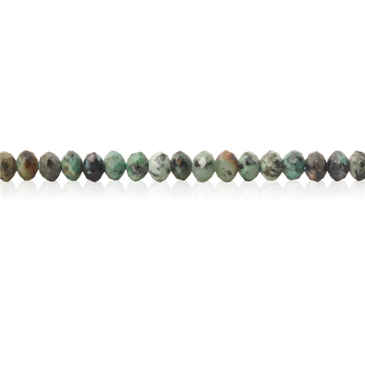 Perles turquoise d'Afrique naturelles boulier facette 2x3mm trou 0.6mm environ 179pcs 39cm sur fil