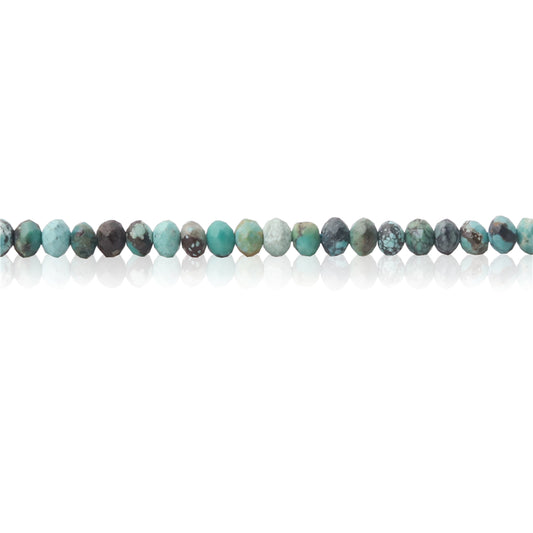 Perles turquoise d'Afrique naturelles boulier facette 2x3mm trou 0.6mm environ 179pcs 39cm sur fil