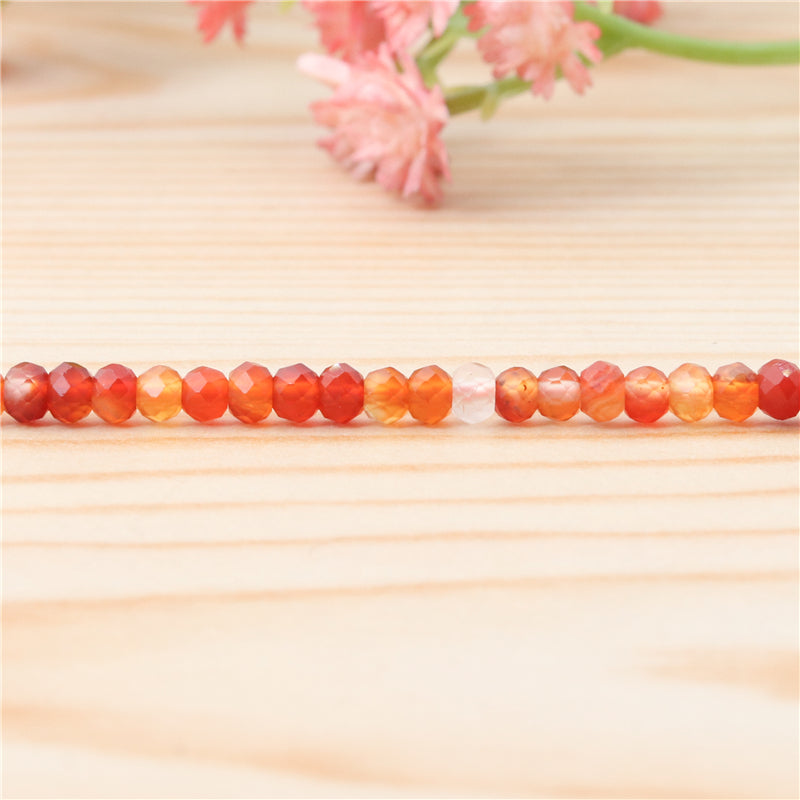 Natural Carnelian Beads Abacus Faceted 3x4mm Hole 0.6mm about 136pcs 39cm strand