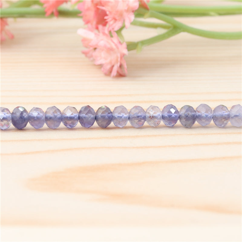 Natural Cordierite Beads Abacus Faceted 3x4mm Hole 0.6mm about 136pcs 39cm strand