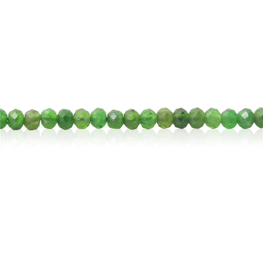 Perles Diopside naturelles Boulier facette 2x3mm trou 0.6mm Environ 179pcs Fil de 39cm